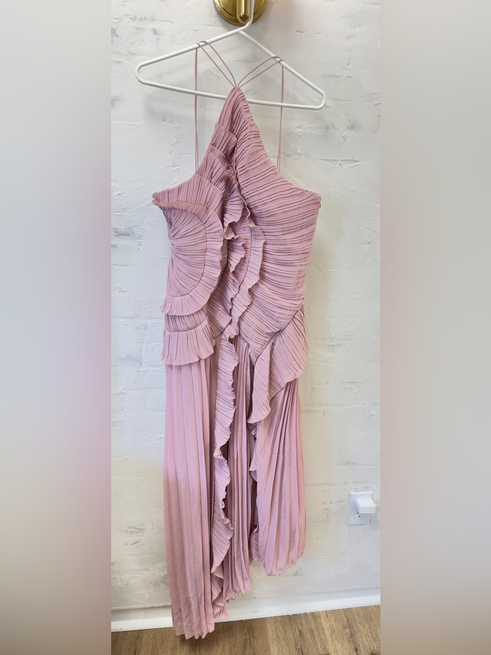 Hazel The Label Ruffle Maxi/Midi Dress in Blush Pink